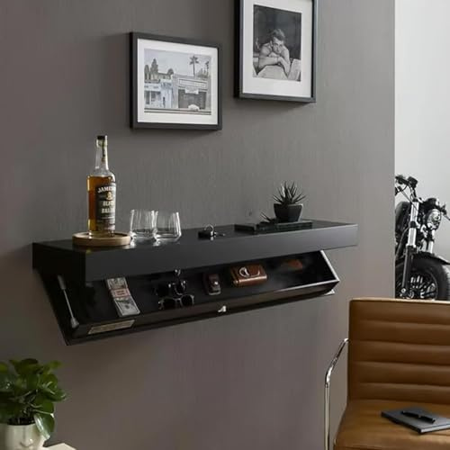 Moderno estante de pared con compartimento secreto y solapa mágica, diseño de 1 compartimento, perfecto para sala de estar u oficina, almacenamiento y decoración