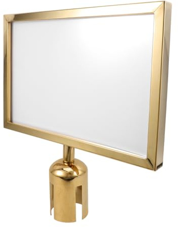 NUOBESTY Stainless Steel Stanchion Sign Holder Crowd Control Display Stand for Queue Management Airport Welcome Barrier with Gold Horizontal Frame