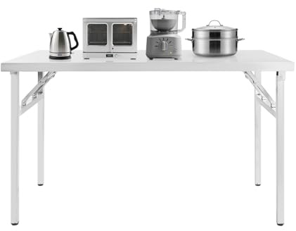 HOMEONENIC Klappbarer Edelstahltisch Edelstahl-Werkbank 120x60x75cm Tragkraft 80kg Gastronomie Gastro Tisch mit Rutschfesten Fußpolstern Klapptisch Arbeitstisch für Haus, Wohnung, Wohnheim, Küche