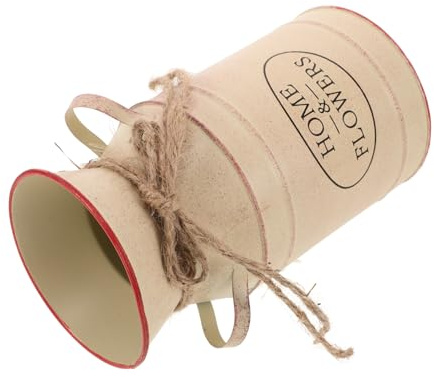 FONDOTIN Secchio in Ferro Decorativo Stile Europeo Grande, Vaso Vintage a Doppia Orecchia Per Composizioni Floreali, Resistente a Temperature Estreme e Facile Da Pulire Per Arredamento Casa