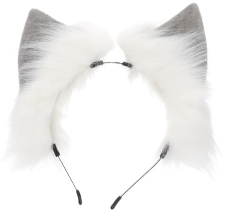 BIUDECO Furry Fox and Wolf Ear Headband, Bendable Artificial Fur Animal Ears Hairband for Holiday Party Cosplay, Foldable Decorative Headwear for Women