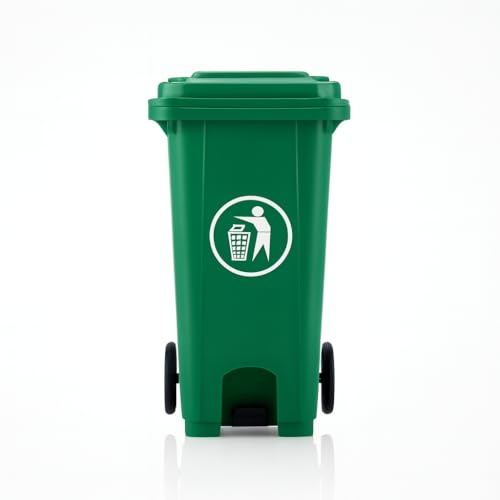 BURAKH Recycling Wheelie Bin Dustbin Rubbish Waste Trash Kitchen Home Office 100L 120L EN840 | Outdoor Rubbish Waste with Wheels | Recycling Food Dustbin (Pedal Green, 100L)