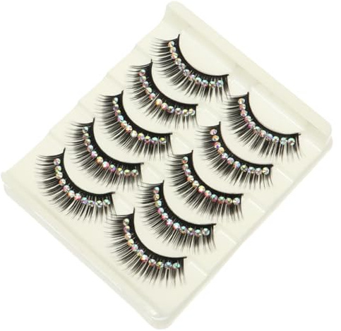 POPETPOP et Mise en Valeur Regard Longs Brillants en Fibre Noire 10 Paires de Faux Cils pour Maquillage Exagéré, pour Performance Scénique