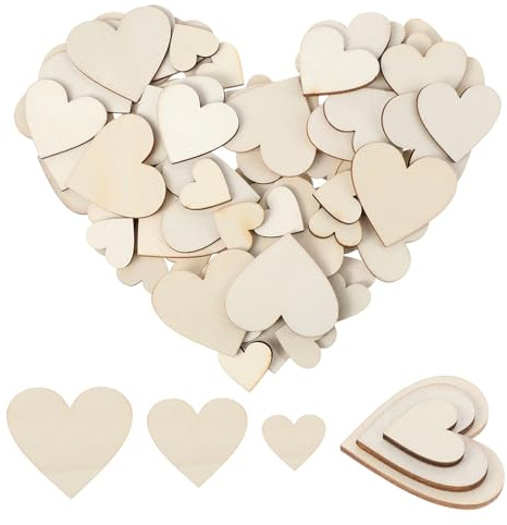 Nogeqi 175 Stück Wooden Holzherzen zum Beschriften, Holzherzen Deko | Holz Herz Holzherz deko Holzscheiben zum Basteln für Diy Hochzeit Geburtstag Weihnachtsbaum Tischdekoration 2.5mm/4mm/5mm