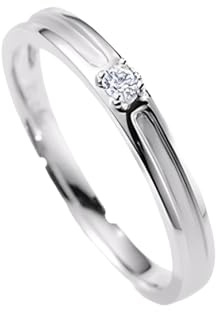 Ringe für Damen Silber, Freundschaftsringe Freundinnen mit 0,05 Ct Diamant 18K Weißgold Größe 53 (16.9)