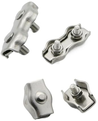 Drehseilklemmen 5 Stück M2-M5 Edelstahl Simplex 1/2-Pfosten Bolzenklemme Drahtseil Kabelklemme Sattelseil Einfacher Griff(Duplex-M5)