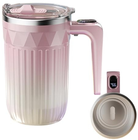 Générique Mug à Café Auto-Brassant - Mug Isotherme Chauffant 450ml - avec Mélangeur Détachable et Rechargeable,pour Thé, Cacao,