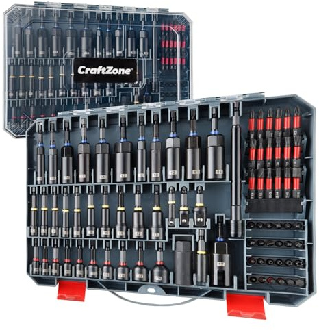 80-Piece Magnetic Nut Driver Set, Impact Driver Bit Set with 1/4 Hex Shank, Metric & SAE Nut Drivers, Socket Adapters, Bit Holder, Universal Sockets, Wing Nut Driver, Quick-Release Drill Extension
