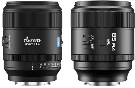 SIRUI Aurora F1.4 APS-C Autofokus Objektiv Set, 85mm Portrait & 35mm Weitwinkel Festbrennweiten für Fujifilm X-Mount Kameras, z.B. X-T5, X-H2, X-S20, X-T30 II, schwarz
