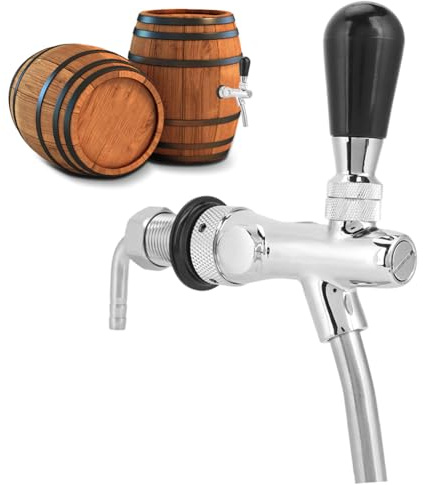 Piashow ölkran justerbar G5/20 cm – förkromad fat med flödesregulator och kompressor, professionell ölkran för keg, husbar, restaurang