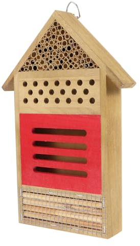 DEARMAMY Handgefertigtes Bienenhaus aus Langlebigem Holz mit Nistplätzen für Weibliche Bienen Wetterfestes Bienenstock Zubehör für Garten und Terrasse Insektenunterkunft für Kältere Monate