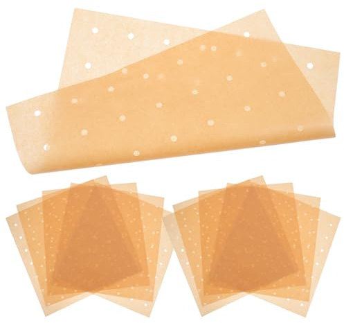 Carta per Friggitrice ad Aria 100 Pezzi 30x28 Cm, Carta | Forno e Vaporiera, Colore Kaki, Resistente al Calore, per Cottura Quotidiana e Arrosto