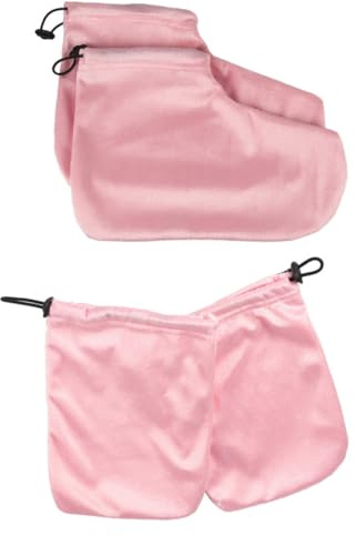 BUTIFULSIC Juego de 2 Pares de Guantes y Patucos de Algodón y Felpa para Terapia de Parafina en Color Rosa, Mantiene la Cera Caliente y Maximiza la Absorción de Humedad para Spa y Hogar