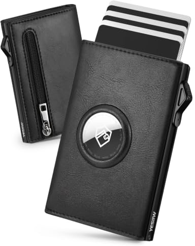 YESIIW Geldbörse Herren AirTag mit Große Kapazität – Portmonee Herren mit Pop-Up Kartenetui für 11 Karten & 1 Ausweis, AirTag Geldbeutel mit Münzfach & RFID Schutz, Smart Wallet for Men (Schwarz)