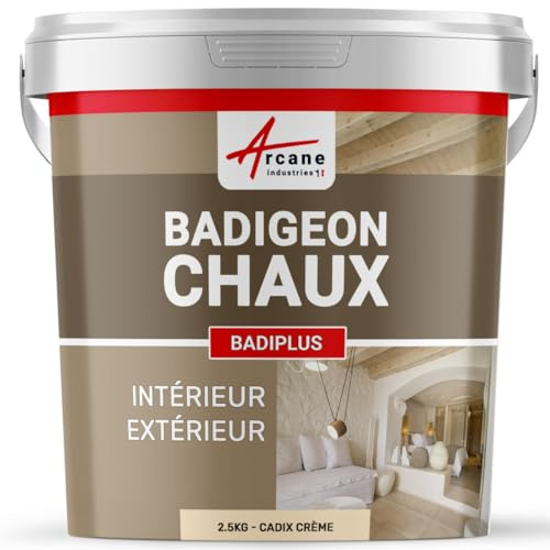 ARCANE INDUSTRIES Badigeon à la Chaux, décoration intérieure, extérieur, Maison : Badiplus - 2.5 kg (jusqu'à 12.5 m²) Cadix Crème