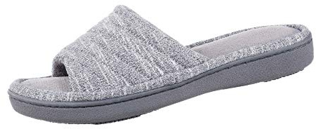 isotoner Women's Indoor/Outdoor Slip-on Space Knit Andrea Slide Slippers , Ash, 8-9