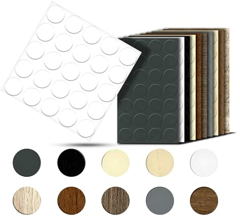 haggiy Abdeckkappen/Möbelpflaster Ø14 mm - 25 Stück - Kristallweiß | Selbstklebende Abdeckungen für Schrauben & Bohrlöcher, Möbelschutzkappen, Schraubabdeckung