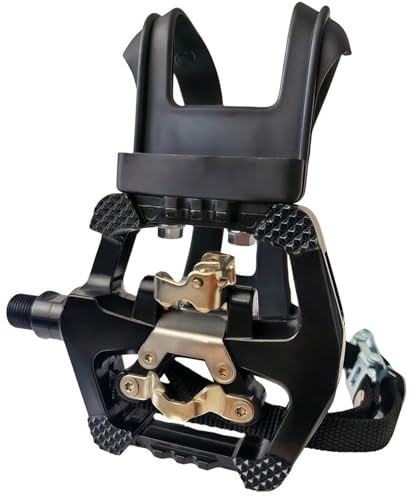 YBEKI Pro-Grade SPD Spin Bike Pedals and Straps/Toe Clip for Indoor Exercise Cycling & Spin Peloton/Schwinn/Sunny/Bikes Compatible, 9/16 Axle with Sealed Bearings + 12-Month Warranty