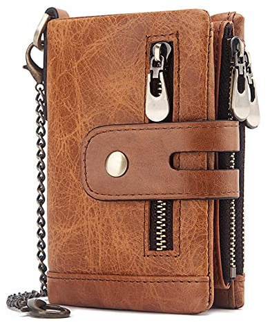 HUMERPAUL Leather Mens Wallet with Chain RFID Small Coin Purses for Women