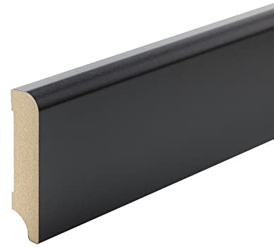 Schwarze Sockelleisten München Profil MDF Folie [SPARPAKET] Farbe 80mm, Größe 5 Stück / 11,5lfm