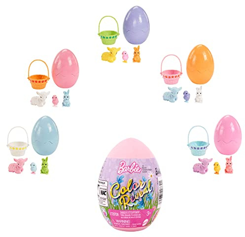 Barbie Color Reveal Easter Egg with 6 Surprises Including 1 Lamb and 3 Mystery Bags, Random Model, Children's Toy, HCC74