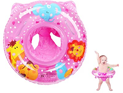 GiantGo Baby Schwimmring Aufblasbarer Baby Pool Float Sitz Boot Sicherheit PVC Kleinkind Säugling Training für Alter 6-36 Monate, 2 Griffe an der Float zur Richtungskontrolle durch Eltern, Rosa
