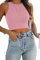 Rayson Canotte da Donna Retro Tinta Unita Sportiva Smanicato Raccolto di Base Scollo Rotondo Estate Top Corto(Rosa,L)