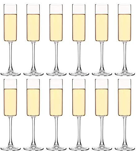 YANGNAY Cylinder Champagne Flutes, Champagne Flute Glass Set of 12, Clear Champagne glasses for Party, Home, Restaurant Use, 6 oz Capacity