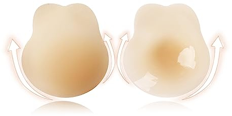 ZDQCB Invisible Backless Bra, Silicone Reusable Sticky Bra, Strapless Push Up Bra, Improve Breast Sagging - Nude M Size for C Cup
