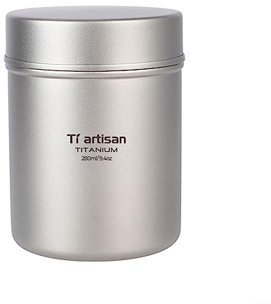 DAZZLEEX Tarro de té de titanio de 280 ml, caja de té pequeña sellada portátil para viajes al aire libre granos de café contenedor de almacenamiento de alimentos