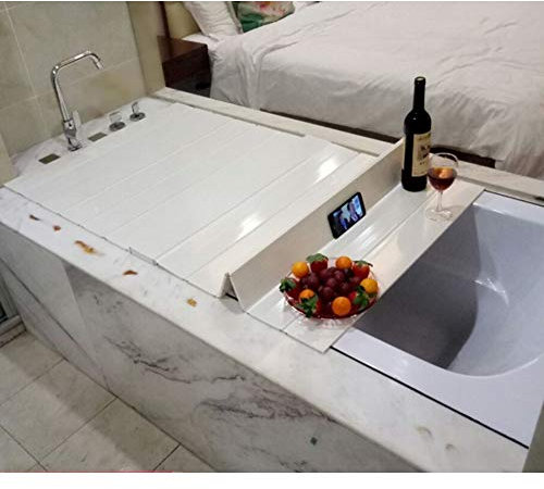 ZXHKZDX Cubierta para Bañera, Tablero De Aislamiento para Bañera, Cubierta Plegable A Prueba De Polvo, Bandejas De Baño, Baño De Remojo, Estante De Baño Resistente Al Calor (Color : White, Size : 16