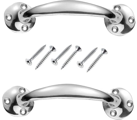 SISI UK Chrome Plated Victorian Bow Shaped Handles 150mm Bow Door Pull Handle with Screw for Furniture Drawer Cupboard Cabinet Pulls Cupboards Pack of 2.