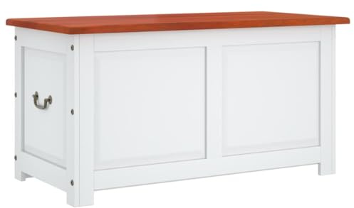 vidaXL Truhe mit Deckel Braun und Weiß Massivholz Akazie