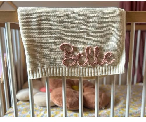 ZXH Personalisierte Babydecke,Babydecke Mit Namen Mädchen/Junge/neugeborenen Baby Geschenk Personalisiert,Personalisiert Sommer Baumwolle Strick Dünn Babydecke 100 * 80cm