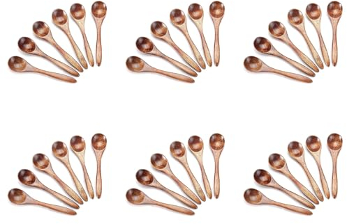 Petites CuillèRes en Bois, CuillèRe à Café en Bois 36 PièCes pour la Cuisson de Petites CuillèRes à Condiments, Mini CuillèRe à Miel en Bois pour Un Usage Quotidien