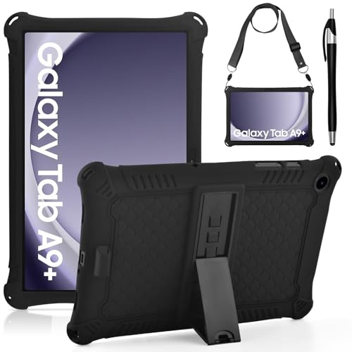 KATUMO Fodral för Samsung Galaxy Tab A9 Plus / A9+ 11 tum (SM-X210/X216/X218), Barnfodral för Galaxy Tab A9 Plus 11 tum, Silikonfodral med Penna och Axelrem