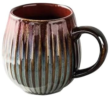 FYJL Mug Personnalisé Tasse à café en céramique rétro dégradée de 480ml, tasse à lait for petit déjeuner au bureau et à la maison, tasse à eau Tasse Personnalisable(Ink Red)
