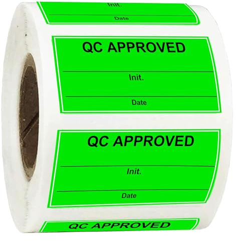 Wootile Etichette fluorescenti verdi per controllo di qualità, 500 pezzi, 5,1 x 2,5 cm, per magazzino, inventario, pallet, controllo qualità, linee di montaggio, produzione