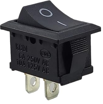 Mini-Wippenschalter 19 x 13 mm, Kippschalter, Geräteschalter, Wippschalter 250V 6A 125V 10A AC, KCD1 (6V 9V 12V 24V 125V AC/DC) schwarz rechteckig, 2 Polig EIN/AUS