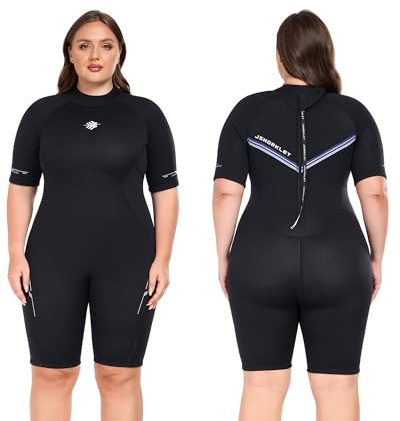 JSNORKLET Plus Size Wetsuit for Women, 3mm Back Zipper Neoprene Diving Suits for Diving Snorkeling Surfing Swimming
