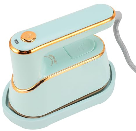 Fer à Vapeur Portable 1300 W, Préchauffage Rapide, Poignée Rotative, Fer à Repasser de Voyage, Pompe à Eau Intégrée pour Vêtements Plats Verticaux, avec Design Compact, Bleu Cyan