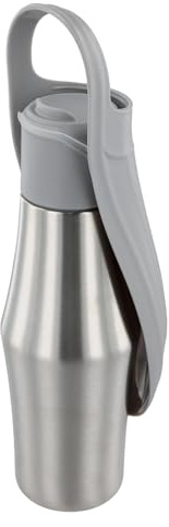 Trinkflasche für Hunde, Spaziergang, tragbare Wasserflasche für Hunde, 750 ml, Thermosflasche, Hundeflasche, geeignet für Haustiere, für Spaziergänge und Wandern im Freien, Grau