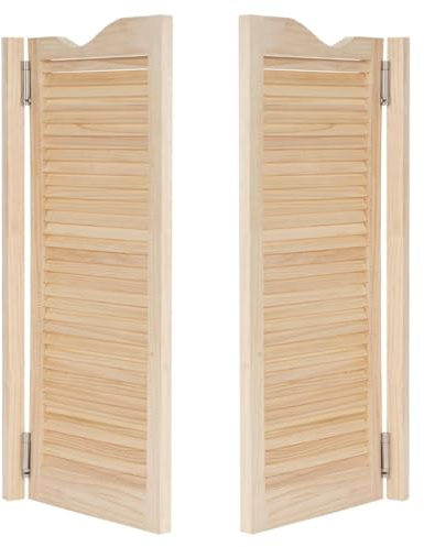 YVYKFZD Saloon Porte Battante intérieure à persiennes, Porte Saloon en Bois Massif, Porte de Séparation avec charnières, Portes de Café Double à 180° Personnalisable(Wood,W100xH100cm(40x40))