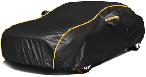 Car Cover Windproof for Bmw 3 Series Saloon 1990-1998 Waterproof Breathable UV Protection All-Weather Outdoor Auto Cover Scratch-Resistant Durable with Right Side Zipper