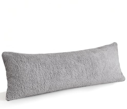 Flantree Körperkissen für Erwachsene -Langes Schlafkissen - zerkleinerter Memory Foam & Bezug mit Reißverschluss Bettkissen für Seitenschläfer, 136 x 51 cm (Grau)