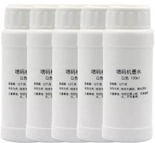 VJZYUTSW 100 ML d'encre de solvant Rechargeable Compatible avec 2588 JS10 JS12 Les imprimantes fonctionnent avec 12. 7 mm 25. Imprimantes Portables de 4 mm en Encre séchée Rapide(500ML-White)