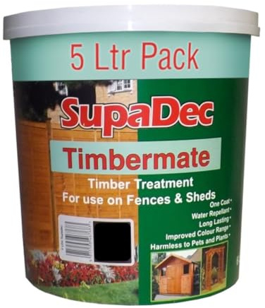 SupaDec Timbermate Timber Treatment – Green, 5L | Shed & Fence Wood Treatment | One-Coat – Water-Repellent – Long-Lasting Protection | Timber Treatment One Coat Suitable for Gardens – Pets & Plants