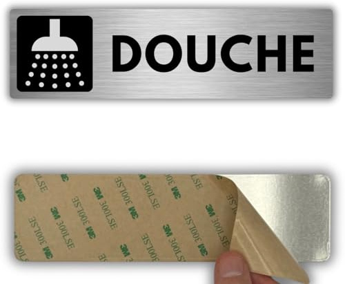 LEIASA | Plaque Douche - 5x18 cm - Aluminium - Cabine et Coin de Rinçage | Panneau Douches Communes, Autocollant Jet Eau Chaude, Sticker Serviette, Pancarte Savon Gel, Signal Zone Humide Sol