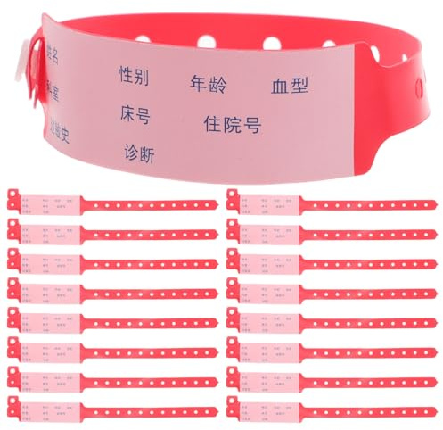 Balacoo Braccialetti Identificativi Usa e Getta in Pvc Rossi per Adulti, Impermeabili, 100 Pezzi, per Eventi e Scenari Ospedalieri