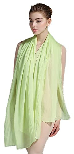 Prettystern Damen XXL Seidenschal Seidentuch einfarbig Seide festlich Abendkleid Stola Sommer Sonnenschutz Sarong Pareo Schultertuch A17 frisch grün